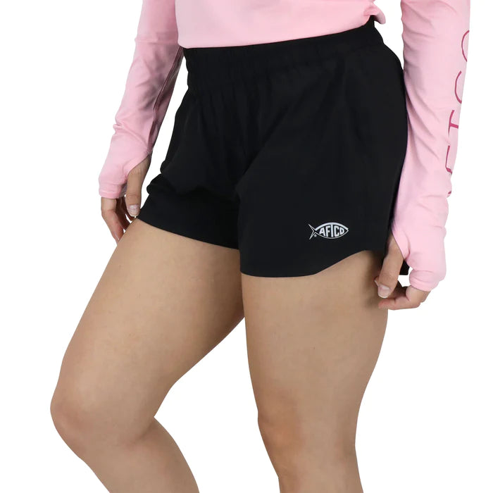 AFTCO MFG Women's Shorts BLACK / XS Aftco Women's Reel Boardshorts || David's Clothing W204BLK