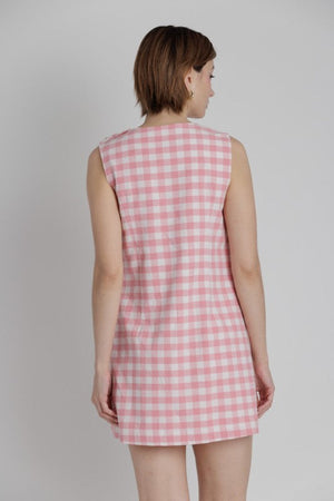 AUREUM Women's Dresses Gingham Mini Dress W/ Buttons