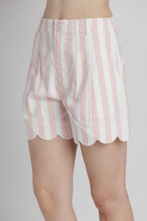 AUREUM Women's Shorts Striped Scallop Shorts