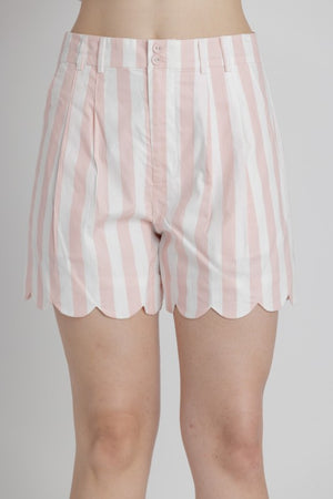 AUREUM Women's Shorts Striped Scallop Shorts