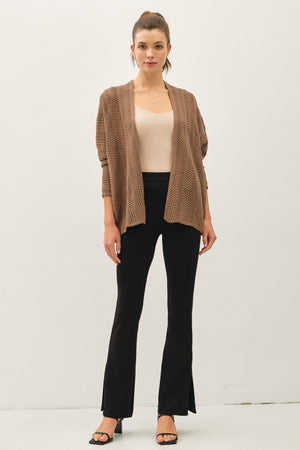 Be Cool LA Women's Sweaters Chunky Crochet Knit Scalloped Edge Open Cardigan || David's Clothing