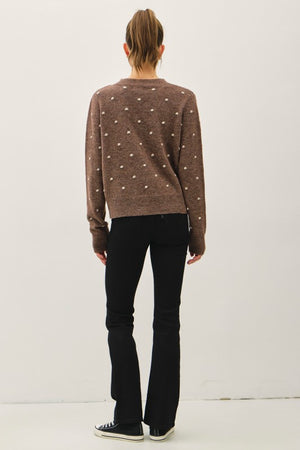 Be Cool LA Women's Sweaters Cozy Dotted Knit Crewneck Sweater