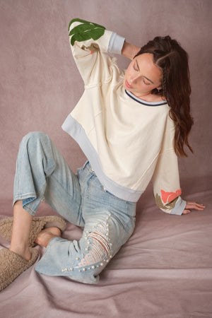 Blue B Collection Women's Top Tulip Patchwork Knit Top