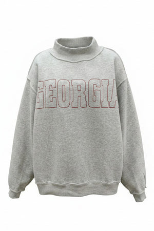 BUCKET LIST Women's Sweatshirt Georgia Embroidered Mock Neck Graphic Sweatshirt