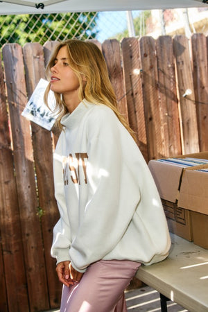 BUCKET LIST Women's Top Cross & Jesus Saves Print Reversible Sweatshirt