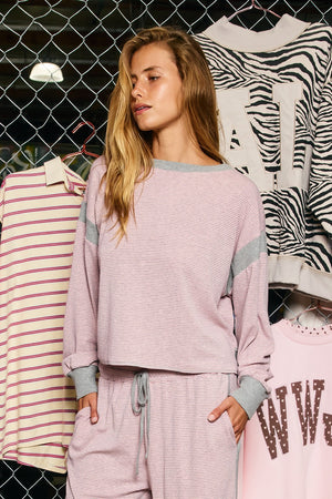 BUCKET LIST Women's Top Striped Cross-back Active Knit Pullover
