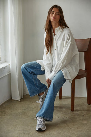 BY TOGETHER YOU AND I Women's Top Off-duty Boyfriend Shirt || David's Clothing