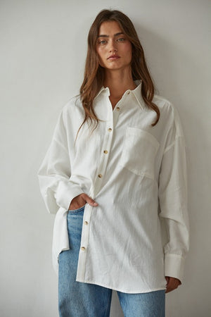 BY TOGETHER YOU AND I Women's Top Off-duty Boyfriend Shirt || David's Clothing