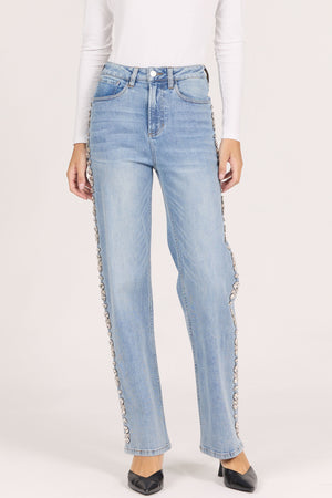 DEAR JOHN DENIM Women's Jeans Dear John Holly Bedazzled Hi Rise Clean Hem Jeans