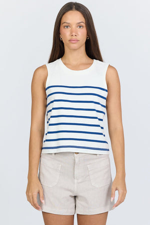 DEAR JOHN DENIM Women's Top Dear John Jett Tank Cream Navy Stripe