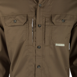DRAKE CLOTHING CO. Men's Sport Shirt Drake Wingshooter's Trey Dobby Button-Down Long Sleeve Shirt || David's Clothing