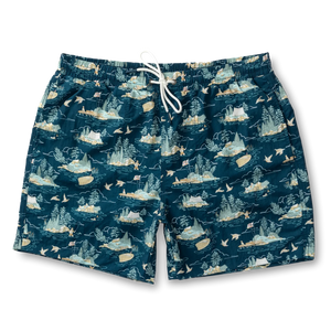 DUCK HEAD Men's Shorts Duck Head 6" Print Sailport Swim Short || David's Clothing