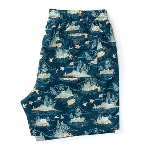 DUCK HEAD Men's Shorts Duck Head 6" Print Sailport Swim Short || David's Clothing