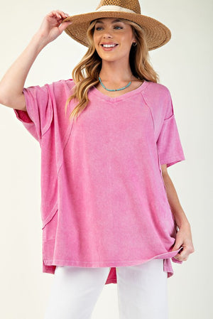 EASEL Women's Top Mineral Washed Oversized Top || David's Clothing
