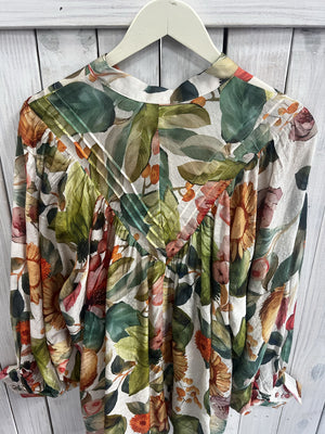 ee:some Women's Top Floral Printed Button Down Shirt Top