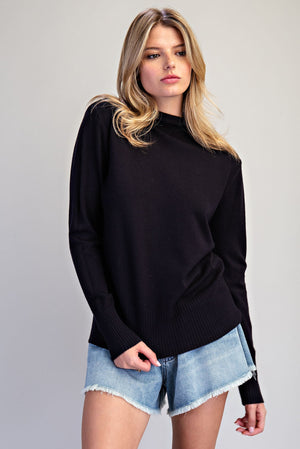 ee:some Women's Top Rolled Mock Neck Knit Sweater