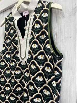 ENTRO INC Women's Dresses Floral Scallop Motif Print Sleeveless Mini Dress