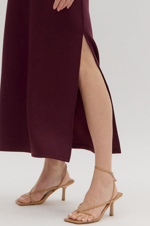 ENTRO INC Women's Dresses Solid Jersey Knit Pullover Midi Dress || David's Clothing