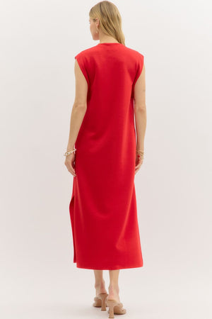 ENTRO INC Women's Dresses Solid Jersey Knit Pullover Midi Dress || David's Clothing