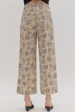 ENTRO INC Women's Pants Floral Print Ankle-Length Pants