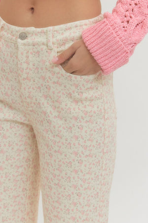 ENTRO INC Women's Pants Floral Print Full-Length Pants