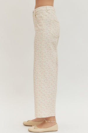 ENTRO INC Women's Pants Floral Print Full-Length Pants