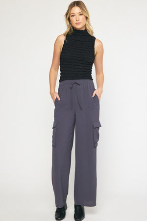 ENTRO INC Women's Pants High Waisted Utility Wide Leg Pants || David's Clothing