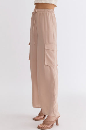 ENTRO INC Women's Pants High Waisted Utility Wide Leg Pants || David's Clothing