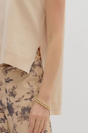 ENTRO INC Women's Sweaters Knit Mock Neck Muscle Tee Sweater Top