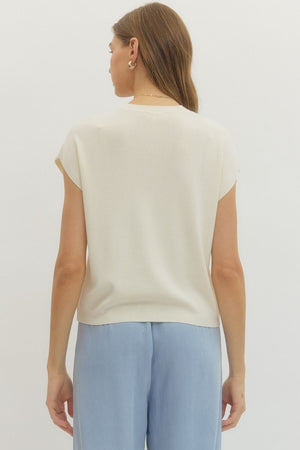 ENTRO INC Women's Sweaters Solid Cap Sleeve Knit Top