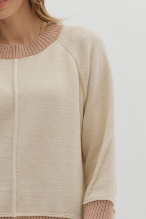 ENTRO INC Women's Sweaters Solid sweater knit long sleeve pullover top