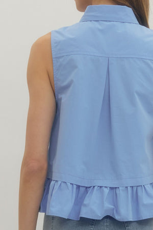 ENTRO INC Women's Top Ruffle Bottom Tie Neck Top