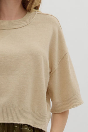 ENTRO INC Women's Top Solid Sweater Knit ¾ Wide Sleeve Pullover