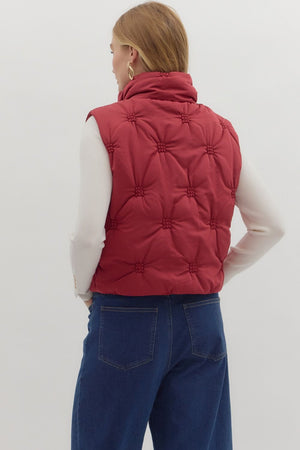 ENTRO INC Women's Vest High Neck Sleeveless Zip-Front Quilted Puffer Vest