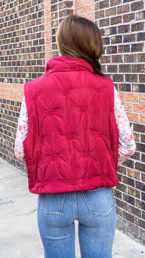 ENTRO INC Women's Vest High Neck Sleeveless Zip-Front Quilted Puffer Vest