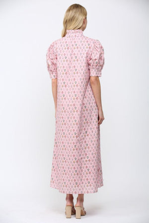 FATE BY LFD Women's Dresses Floral Ruffled Mock Neck Button Down Maxi Dress