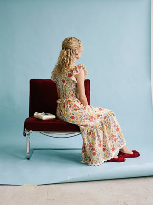 HEYSON Women's Dresses Floral Smocked Waist Ruffle Midi Dress