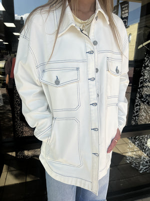 HIDDEN JEANS Women Jackets Hidden Jeans Pearl Wash Oversized Shirt || David's Clothing