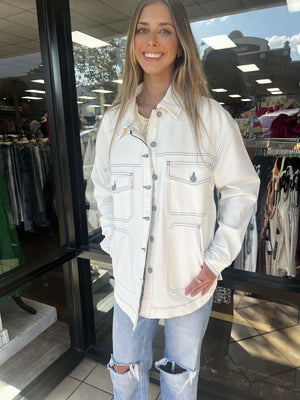 HIDDEN JEANS Women Jackets Hidden Jeans Pearl Wash Oversized Shirt || David's Clothing