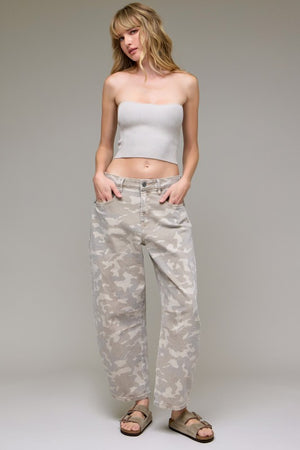 HIDDEN JEANS Women's Jeans Tan Camo Cropped Barrel Jean