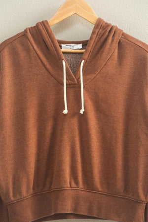 HYFVE INC. Women Jackets V-neck Drawstring Detail Long Sleeve Crop Hoodie