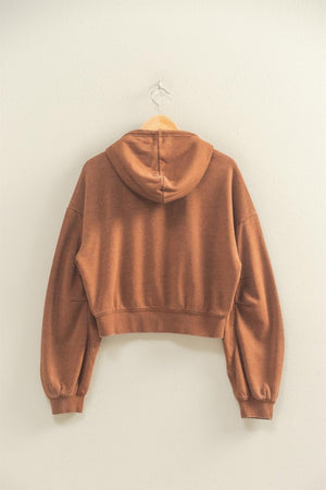 HYFVE INC. Women Jackets V-neck Drawstring Detail Long Sleeve Crop Hoodie