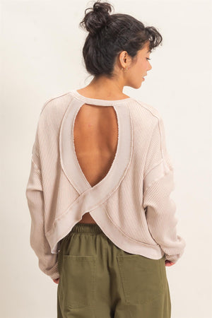 HYFVE INC. Women's Top Mineral Wash Waffle Open Back Top