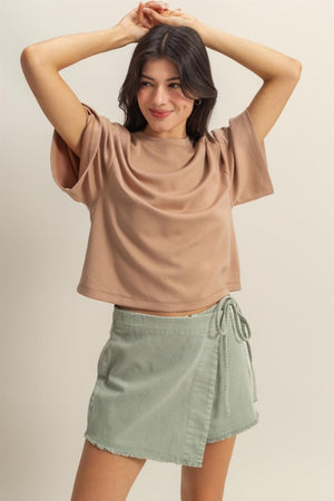 HYFVE INC. Women's Top Scuba Drop Shoulder Everyday Basic Top || David's Clothing