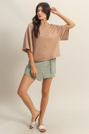 HYFVE INC. Women's Top Scuba Drop Shoulder Everyday Basic Top || David's Clothing