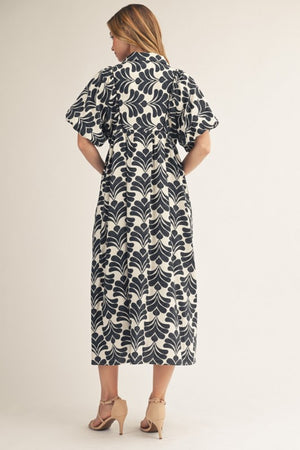 JODIFL Women's Dresses Puff Sleeves Boho Floral Midi Dress