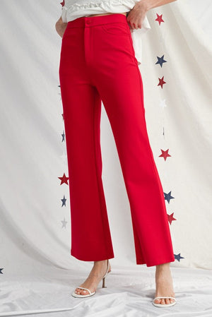 JODIFL Women's Pants RED / S Solid Bootcut Slacks G14609