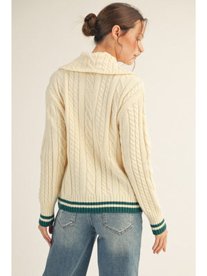 JODIFL Women's Sweaters Cable Knit Polo Sweater Top