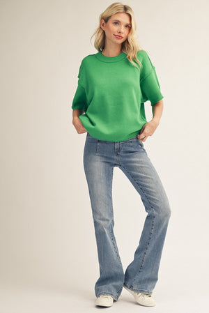 JODIFL Women's Sweaters Raw Edge Accent Comfy Sweater Top