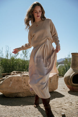 JODIFL Women's Sweaters Soft Textured Knotted Sweater Top